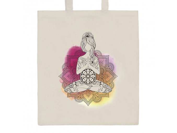 Bavlněná nákupní taška přírodní s potiskem Mandala