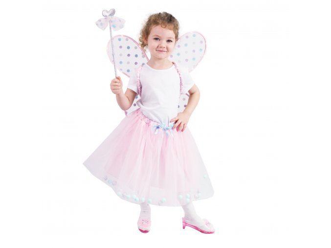 Dětský kostým tutu sukně růžová víla se svítícími křídly