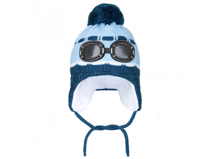 Zimní dětská čepička brýle světle modrá