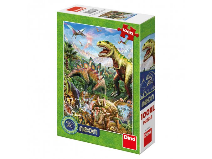 Puzzle 100XL Svět Dinosaurů neon