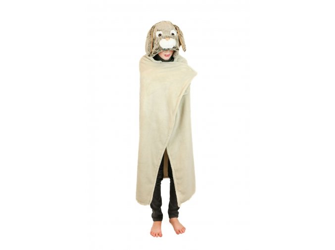 Králík - hřejivá deka s kapucí se zvířátkem a tlapkovými kapsami