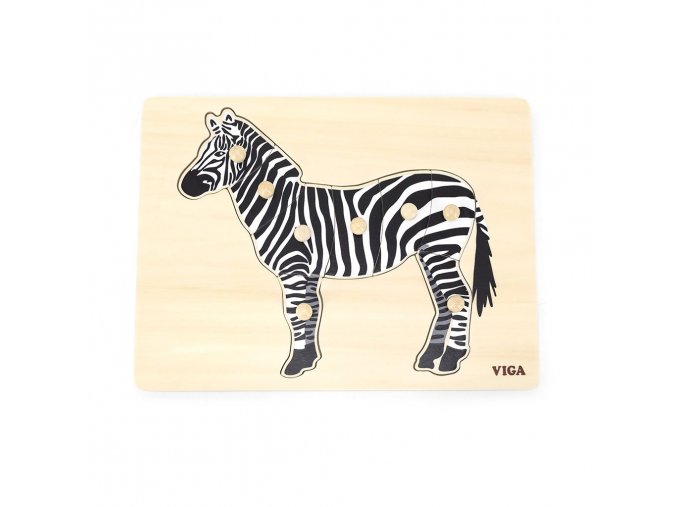 Dětské dřevěné puzzle vkládačka Montessori Zebra
