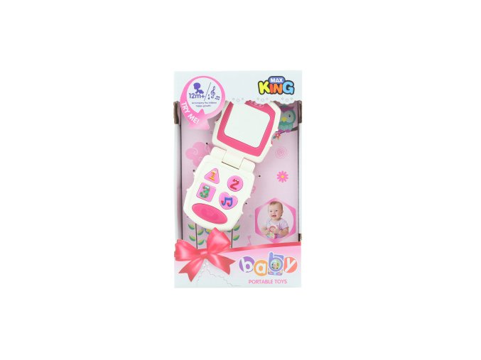 Baby telefon růžový na baterie