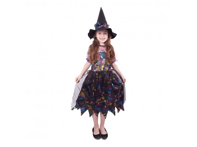 Dětský kostým čarodějnice barevná (M)