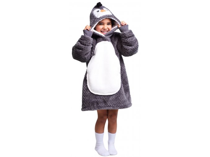 Tučnák - hřejivá televizní mikinová deka s kapucí pro děti 3 - 6 let