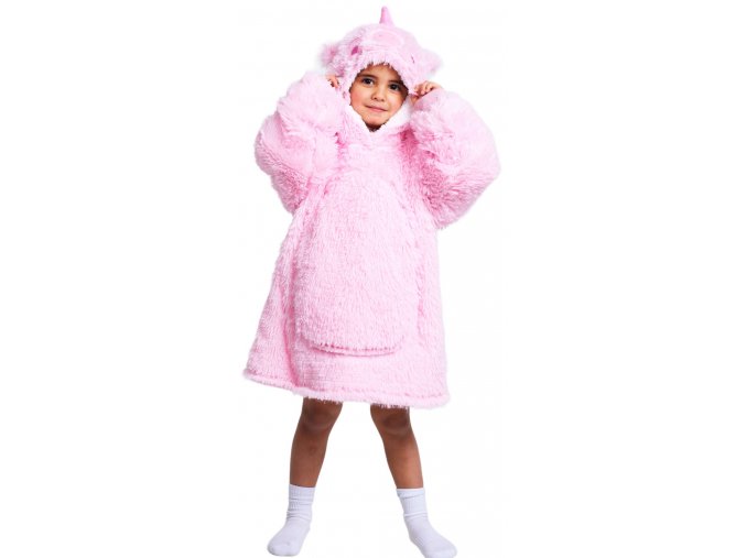 Jednorožec -hřejivá televizní mikinová deka s kapucí pro děti 3 - 6 let