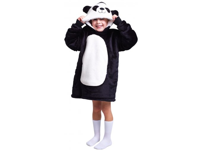 Panda - hřejivá televizní mikinová deka s kapucí pro děti 3 - 6 let