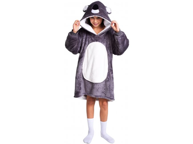 Koala - hřejivá televizní mikinová deka s kapucí pro děti 7 - 12 let