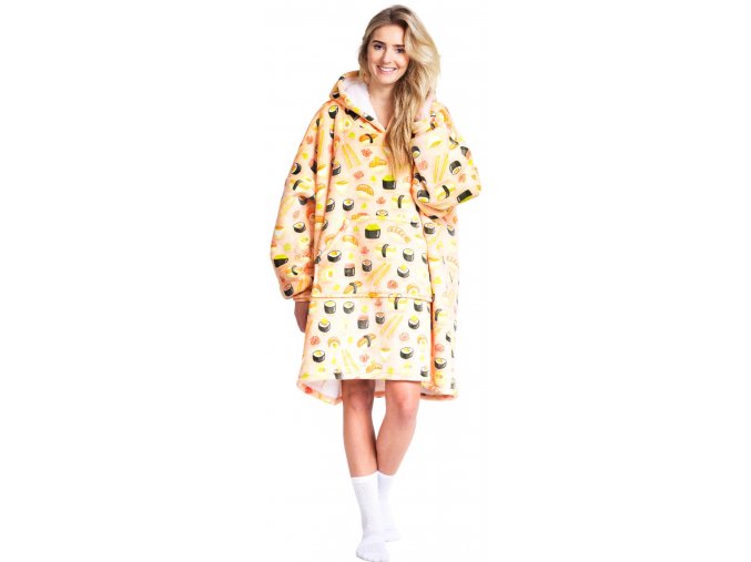 Sushi - hřejivá televizní mikinová deka s kapucí pro teenagery a dospělé