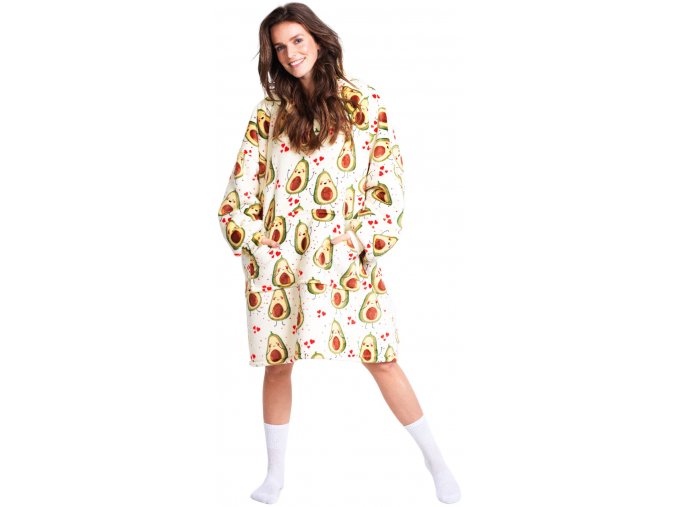 Avokádo - hřejivá televizní mikinová deka s kapucí pro teenagery a dospělé