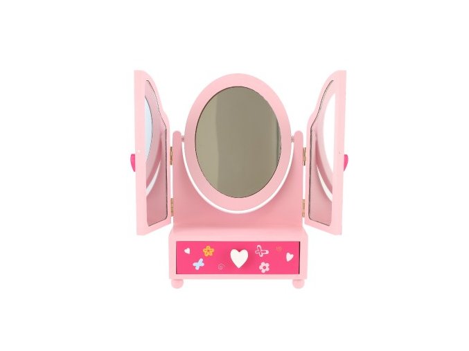 Zrcadlo šperkovnice Princess 3-dílné zásuvka dřevo