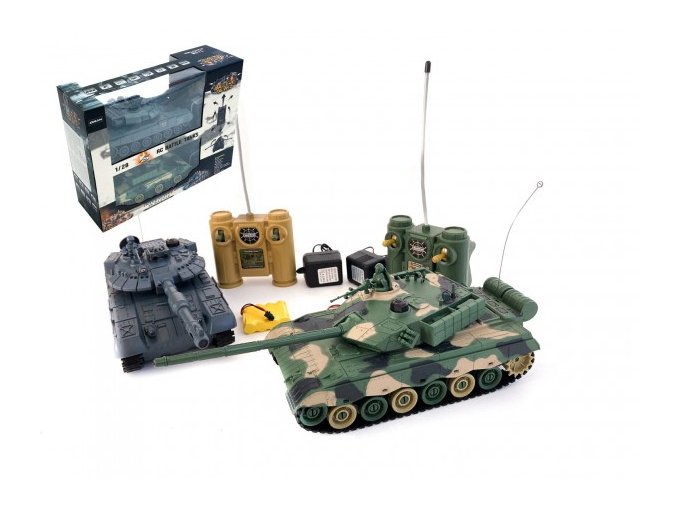 Tank RC 2 ks 33 cm+dobíjecí pack tanková bitva se zvukem se světlem v krabici