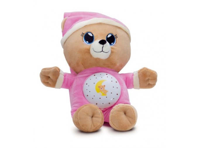 Medvídek na spaní růžový plyš 32 cm na baterie se světlem a zvukem v boxu