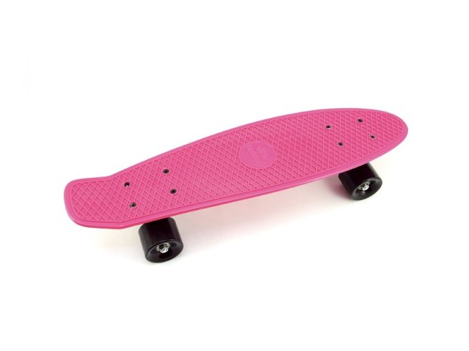 Skateboard - pennyboard 60 cm nosnost 90 kg, kovové osy, růžová barva, černá kola