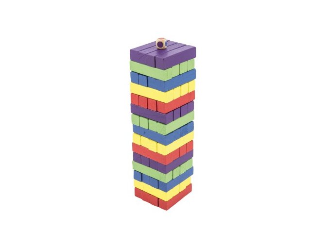 Hra věž dřevěná 60 ks barevných dílků společenská hra hlavolam v krabičce