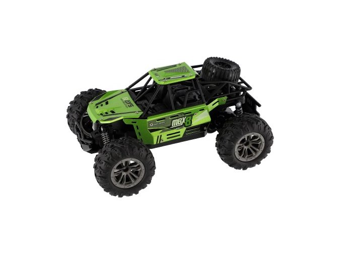 Auto RC buggy terénní zelené 22 cm plast 2,4GHz na baterie + dobíjecí pack v krabici 32x16x18 cm