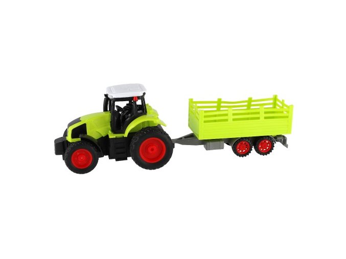 Traktor RC s vlekem plast 38 cm 27MHz + dobíjecí pack na baterie v krabici