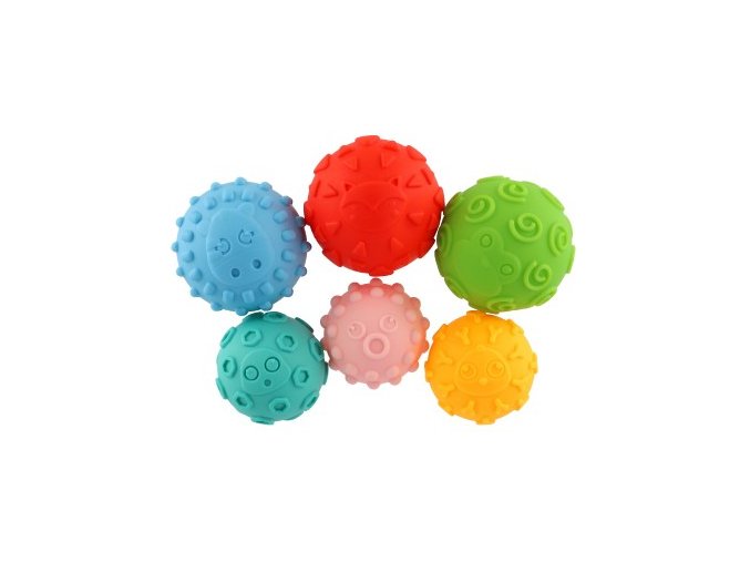 Sada míčků 6 ks s texturou gumové 6-8 cm