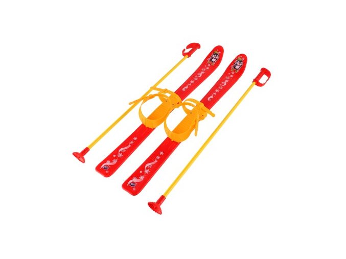 Dětské lyže s hůlkami plast/kov 76 cm červené