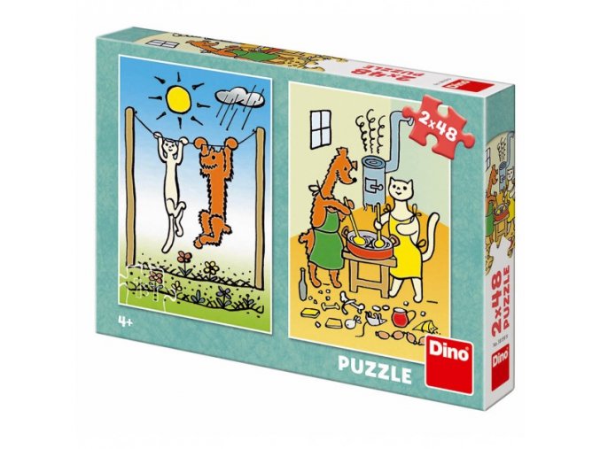 Puzzle Pejsek a Kočička 2x48 dílků 18x26 cm
