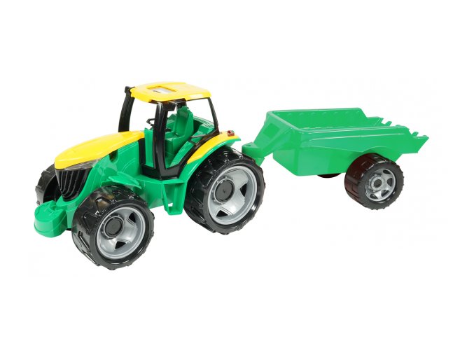 Traktor plast bez lžíce a bagru s vozíkem v krabici