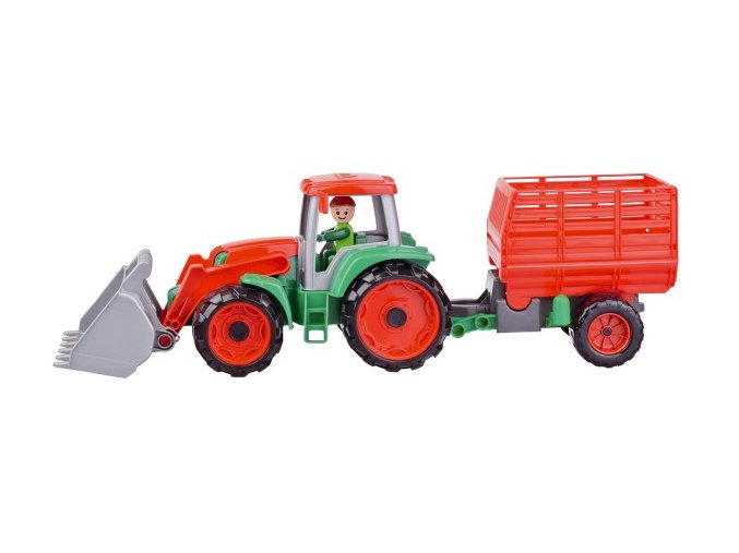 Auto Truxx traktor nakladač s přívěsem na seno s figurkou v krabici 53x19x16 cm