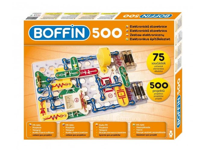 Stavebnice Boffin 500 elektronická 500 projektů na baterie 75 ks