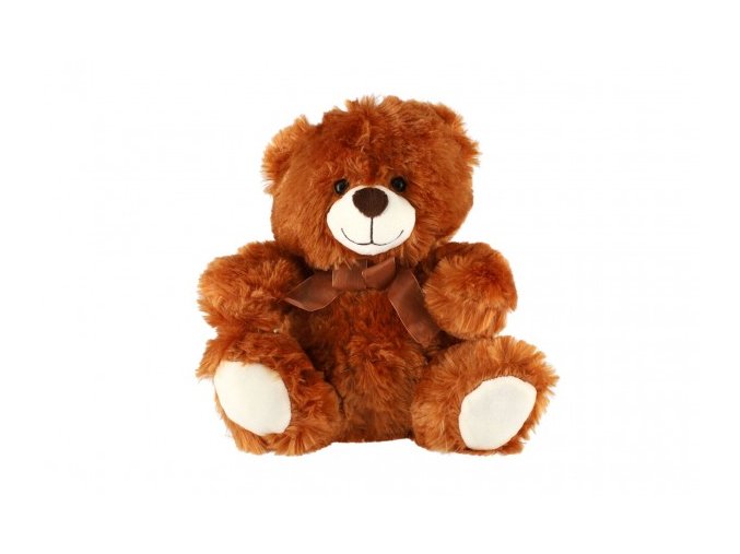 Medvěd sedící plyš 28 cm hnědý v sáčku