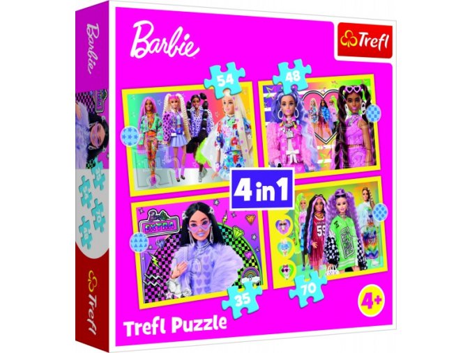 Puzzle 4v1 Šťastný svět Barbie 28,5x20,5 cm v krabici