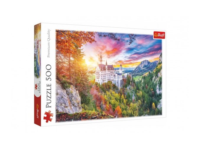 Puzzle Pohled na zámek Neuschwanstein, Německo 500 dílků 48x34 cm