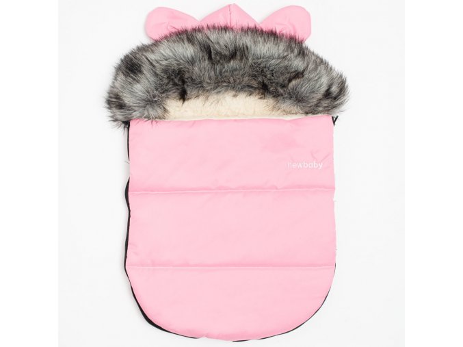 Luxusní zimní fusak s kapucí s oušky Alex Wool pink