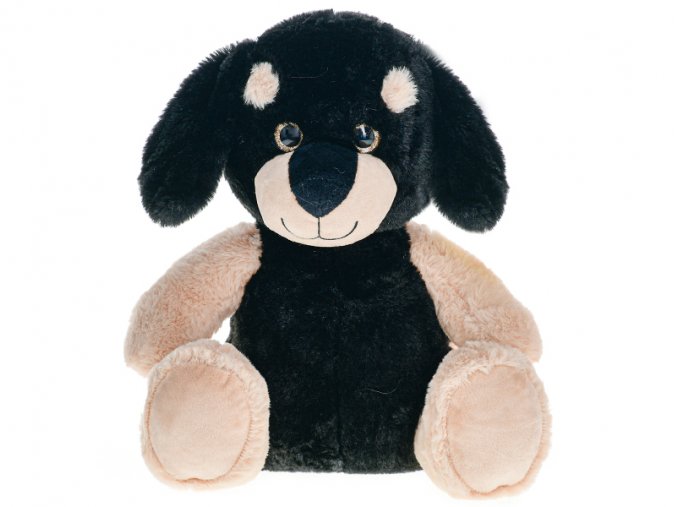 Pes plyšový hnědo-černý 35 cm sedící