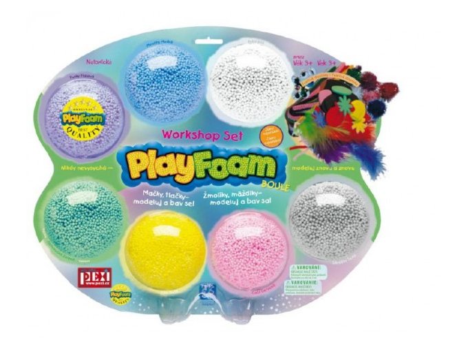 PlayFoam® Modelína/Plastelína kuličková s doplňky 7 barev na kartě