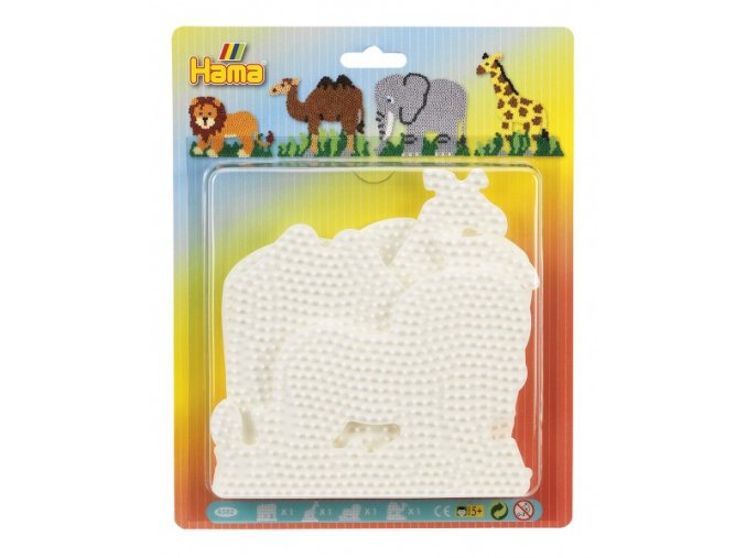 Podložka na zažehlovací korálky Hama midi slon, žirafa, lev, velbloud plast 4ks na kartě