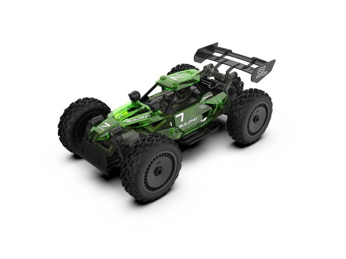 Auto RC buggy plast 22 cm stavebnice 24MHz na baterie zelené v krabici 34x25x7 cm