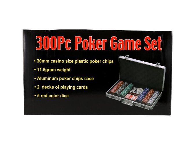 Poker sada 300 ks + karty + kostky v hliníkovém kufříku v krabici