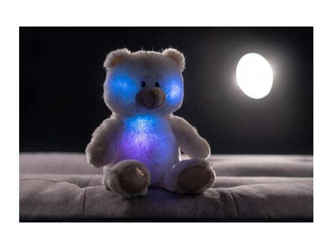 Snílek medvěd bílý plyš 40 cm na baterie se světlem se zvukem v sáčku