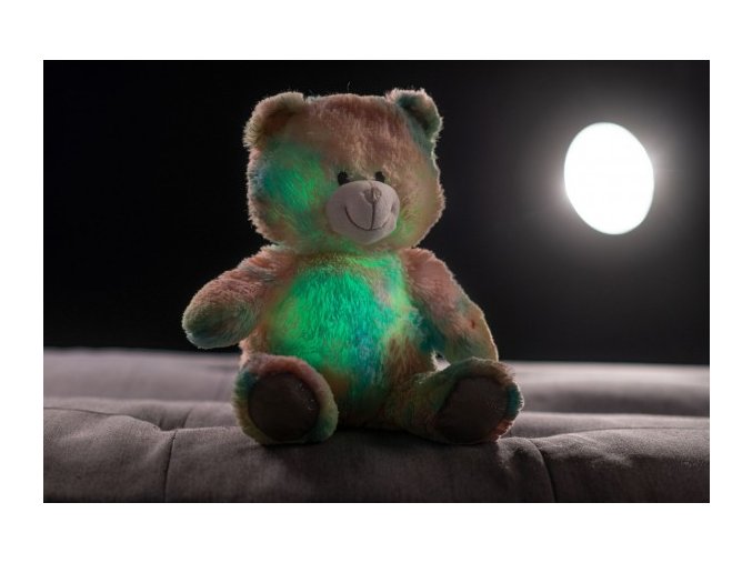 Snílek medvěd duhový plyš 40 cm na baterie se světlem se zvukem v sáčku