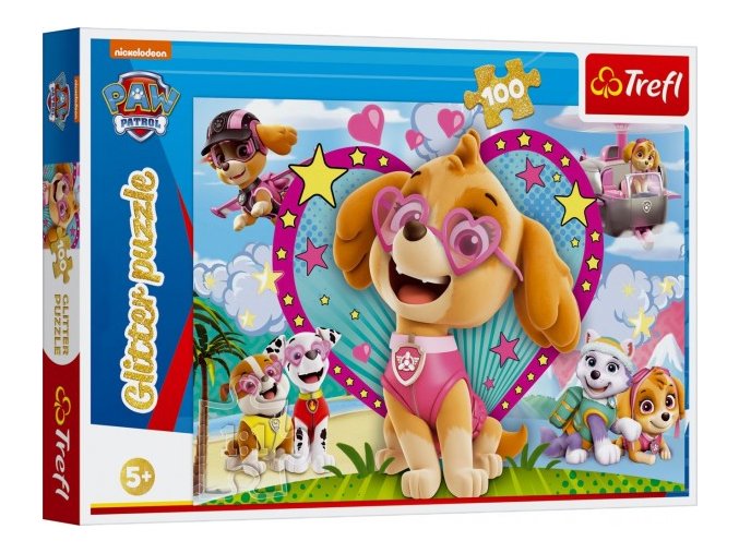 Puzzle PAW PATROL/TLAPKOVÁ PATROLA třpytivé 100 dílků 48x34 cm