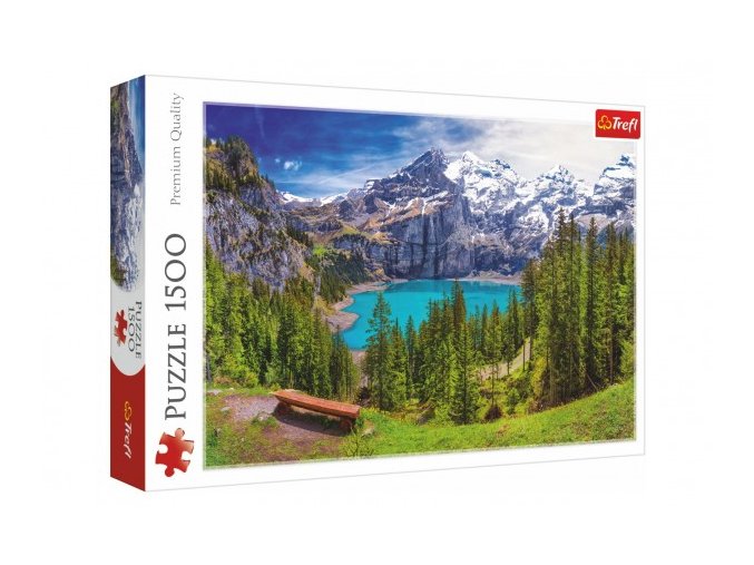 Puzzle Jezero Oeschinen Alpy, Švýcarsko 1500 dílků 85x58 cm