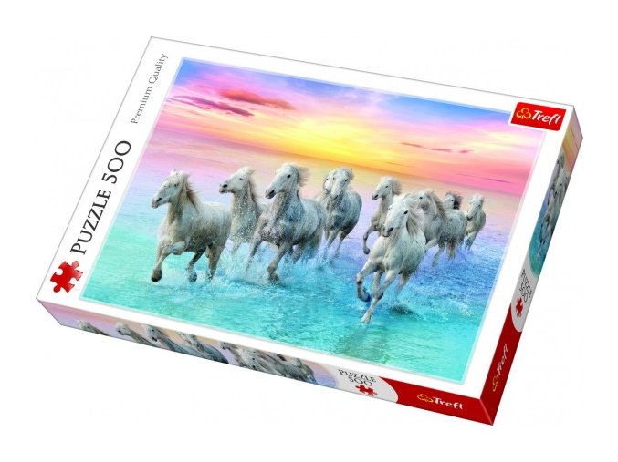Puzzle Cválající bílé koně 500 dílků 48x34 cm