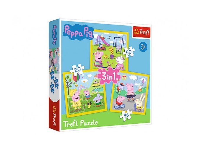 Puzzle 3v1 PRASÁTKO PEPPA/PEPPA PIG Šťastný den prasátka