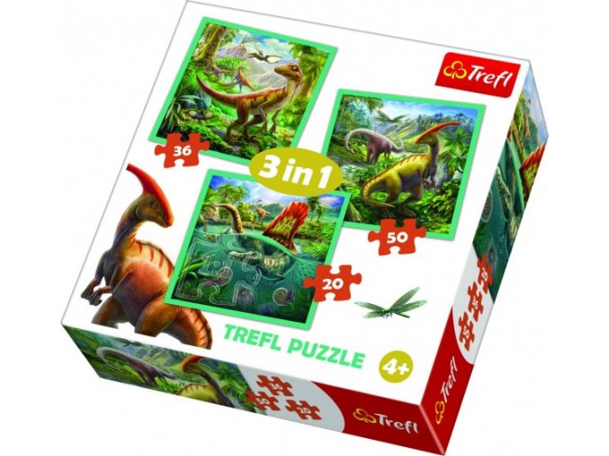 Puzzle 3v1 Svět Dinosaurů 20x19,5 cm
