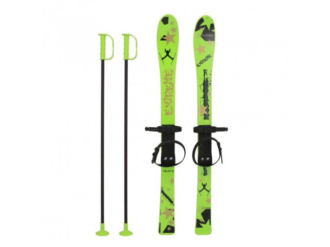 Dětské lyže s vázáním a holemi 90 cm zelené