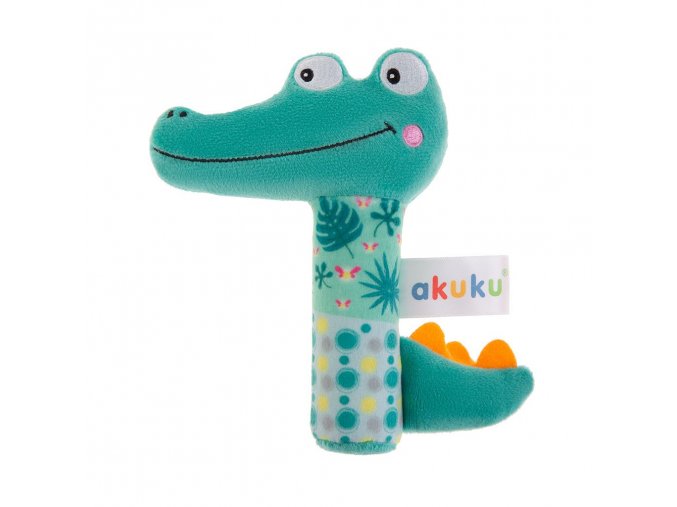 Dětská pískací plyšová hračka s chrastítkem Krokodýl