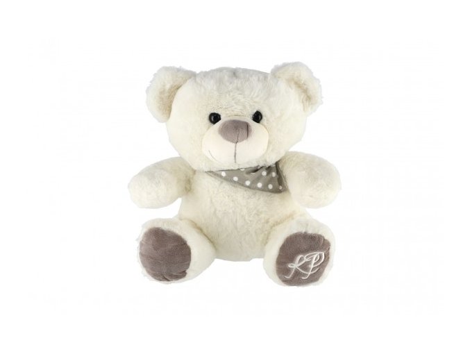 Medvěd/Medvídek sedící se šátkem plyš 35 cm bílý v sáčku