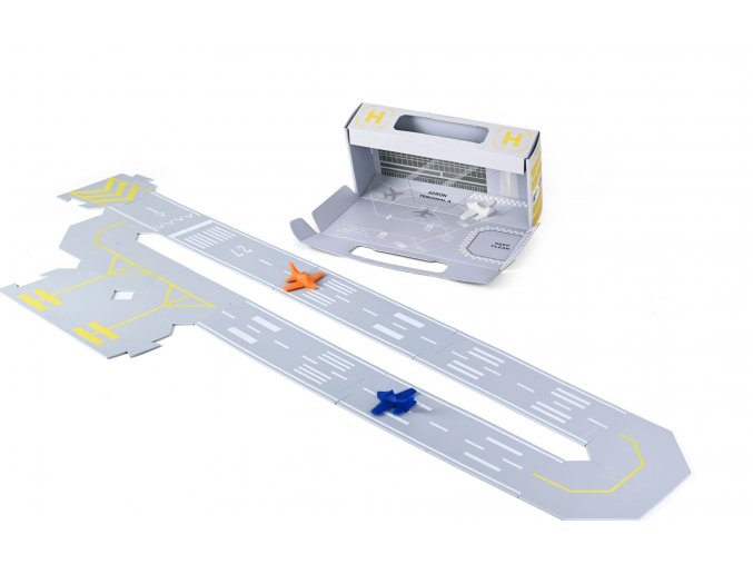 Sada letiště - flexibilní silnice - 14 silikonových puzzle dílů a 3 ergonomická letadla