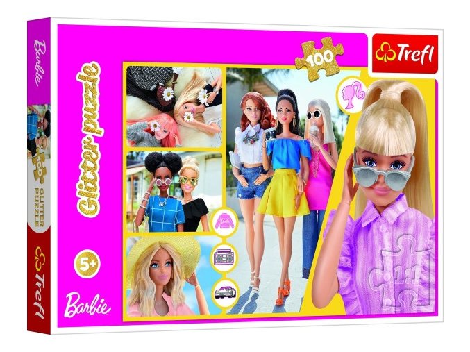 Puzzle Glitter Třpytivá Barbie 48x34 cm 100 dílků v krabici