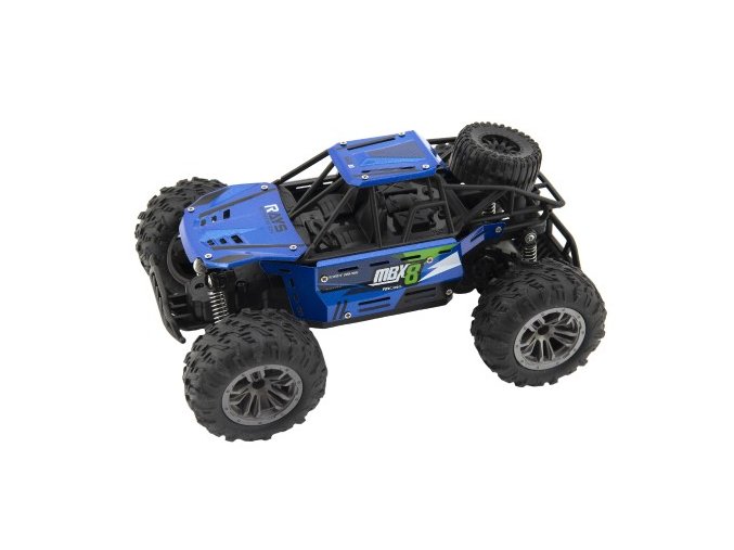 Auto RC buggy terénní modré 22 cm plast 2,4GHz na baterie + dobíjecí pack v krabici