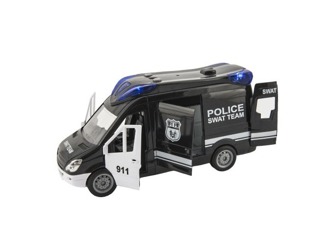 Auto policie swat plast 26 cm na setrvačník na baterie se zvukem se světlem v krabici 30x17x11,5cm